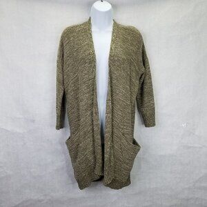 SPARROW by Anthropologie Cardigan Women S Open Green Heather Knit Pocket Slouchy